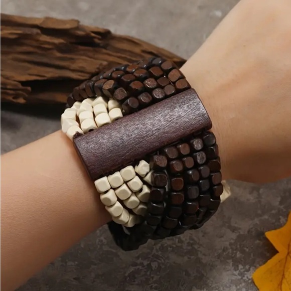 Fashion Jewelry Jewelry - 🔥 Clearance 🔥 Beige & Brown Bohemian Wooden Bead Bracelet